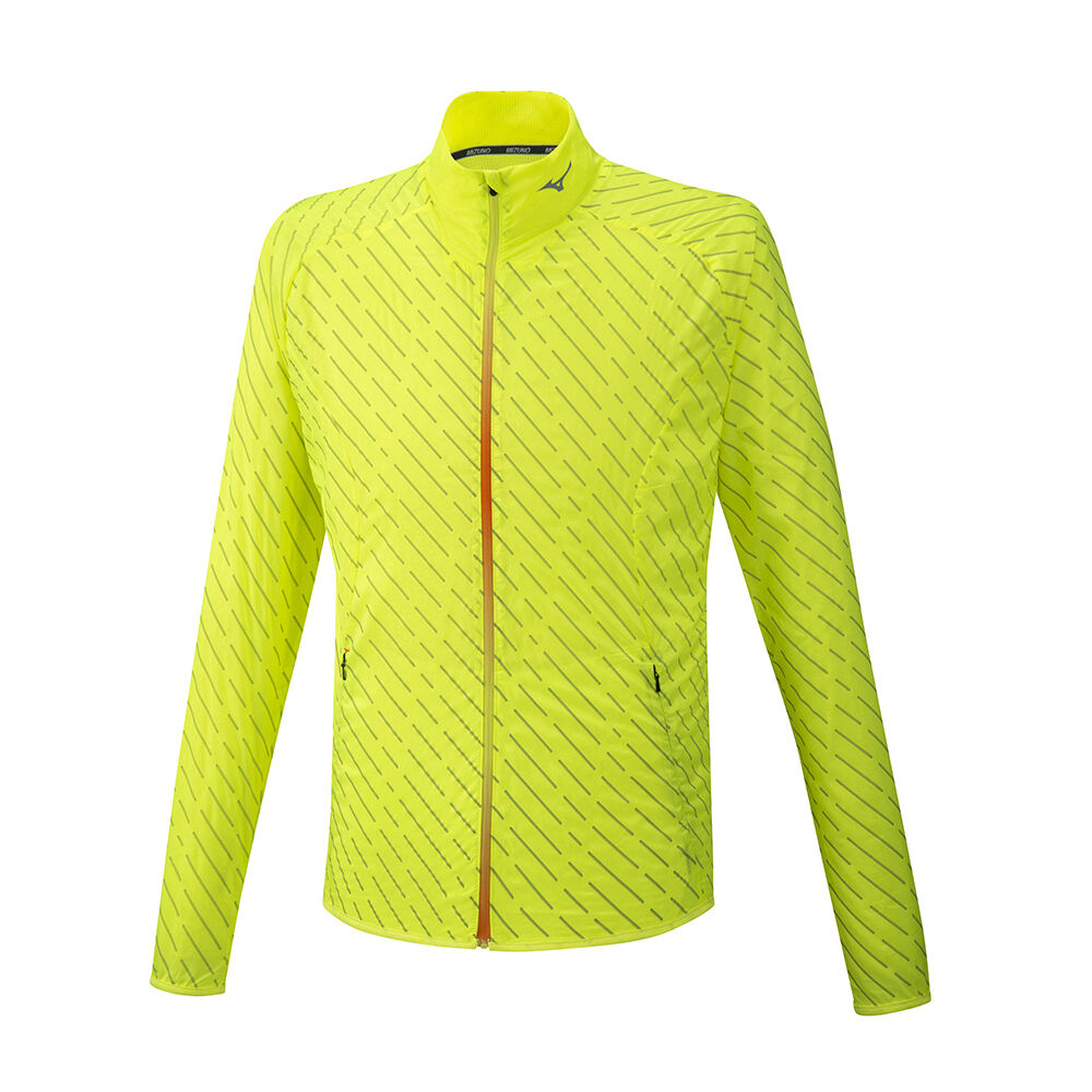 Mens Mizuno Reflect Wind Running Jacket Yellow Philippines (QTUZVG524)